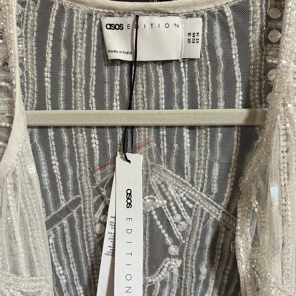 ASOS EDITION embellished fringe cape in ivory - Picture 6 of 7